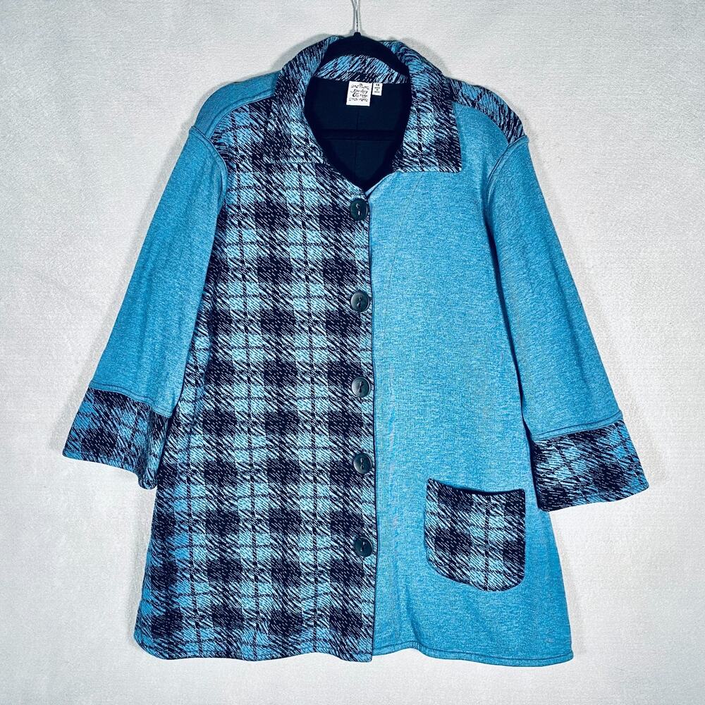 Parsley Sage Cardigan Sweater Womens 1x Cotton Blend Patchwork Lagenlook Cottage